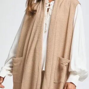 Beige/Tan Waffle Knit Dear Scarlett Vest Cardigan